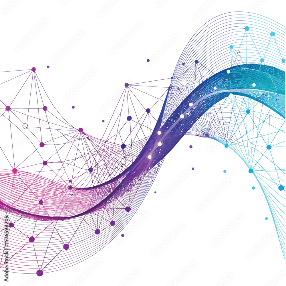 Poster digital connectivity: a vibrant representation of interconnected data points, illustrating a complex