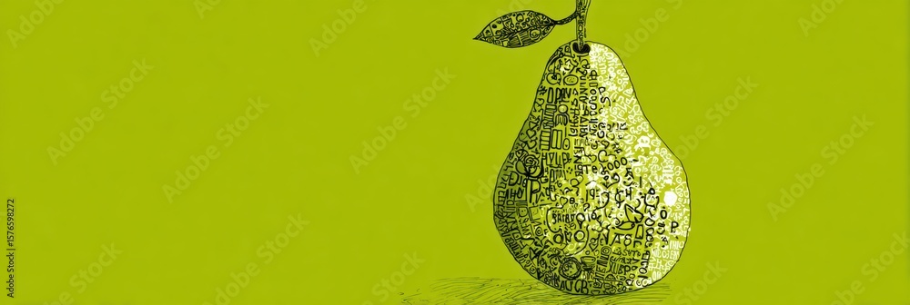 Poster creative artistic poster featuring a textured pear outline with ample space for branding and unique 