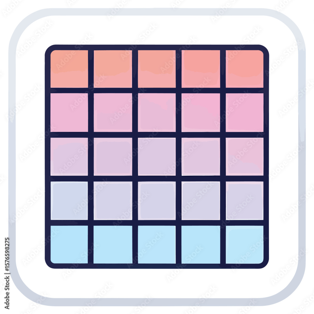 Poster colorful grid icon: a simple, yet striking grid pattern in a square frame, showcasing a spectrum of 