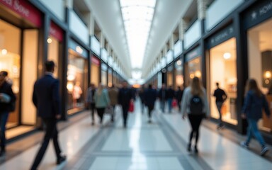 A busy shopping center, people walking with blurred motion. High quality
