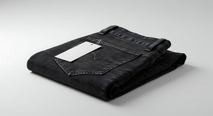 Modern Denim: A sleek, folded pair of classic dark denim jeans rests on a clean surface, showcasing its crisp lines, modern design, and timeless appeal. 