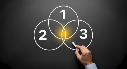 Venn Diagram Chalkboard Hand Business Concept