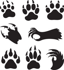Collection of Bear Paw Prints and Claw Marks Vector Graphics