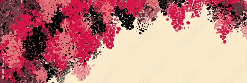 Poster colorful abstract design featuring organic wave of grape bunches with an untouched right margin for 