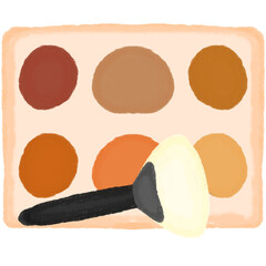 Makeup Face Palette Illustration with Soft Brush and Warm Tones