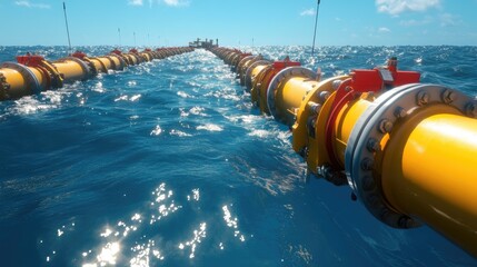 Yellow pipeline in the ocean