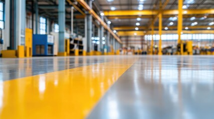 Yellow striped factory floor