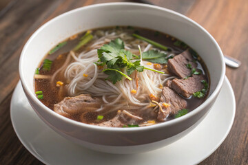 a fragrant bowl of khao piak sen  rice noodle soup