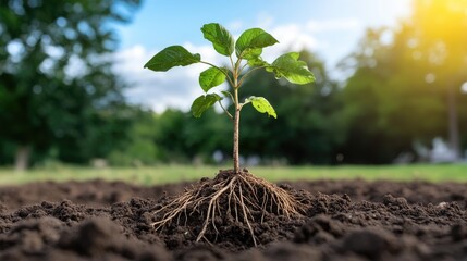 Young plant growing in soil