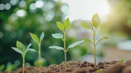 Young plants growing from soil