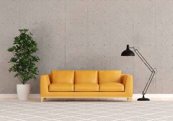 Stylish Brown Sofa in Spacious Living Room Embracing Loft Style