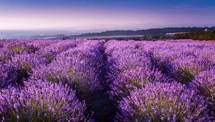 Obraz premium infinite lavender fields with purple and violet flowers closeup