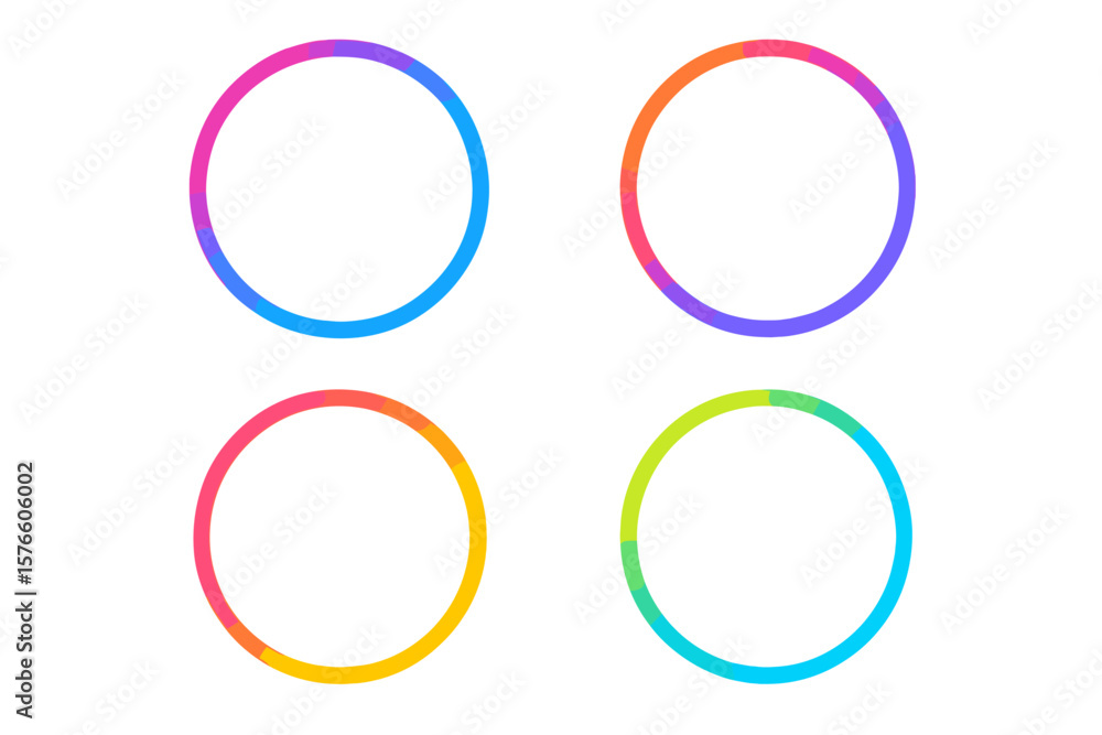 Poster vibrant gradient circle frames set. colorful round border collection. abstract circular design eleme