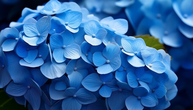 blue hydrangea flower bloom petals close up