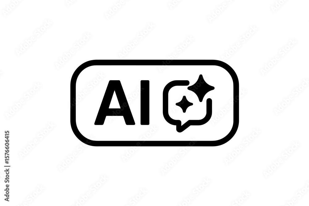 Poster ai service button icon with sparkle, artificial intelligence symbol, app ui ux element, modern vecto