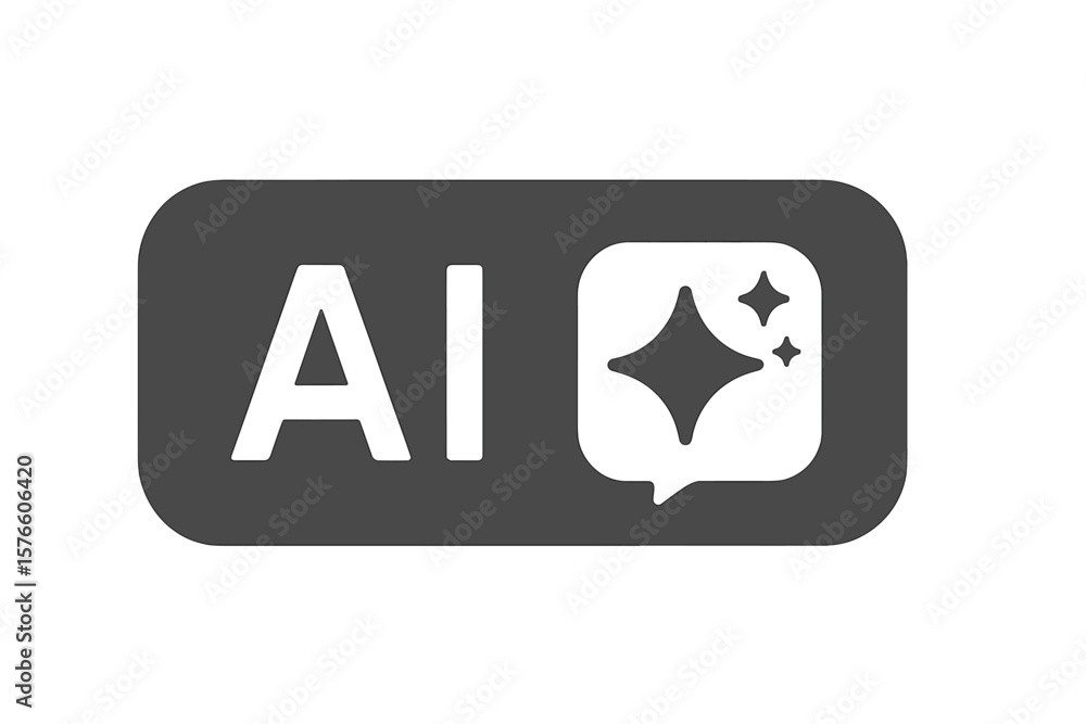 Aufkleber artificial intelligence service button icon, sparkle star symbol, modern ai app ui ux design, vector