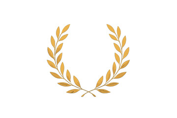 Golden laurel wreath. Trophy award for champion. Winner prize. Victory symbol. Noble concept. Gold circular branch with leaves. Vector illustration for badge, emblem or logo.