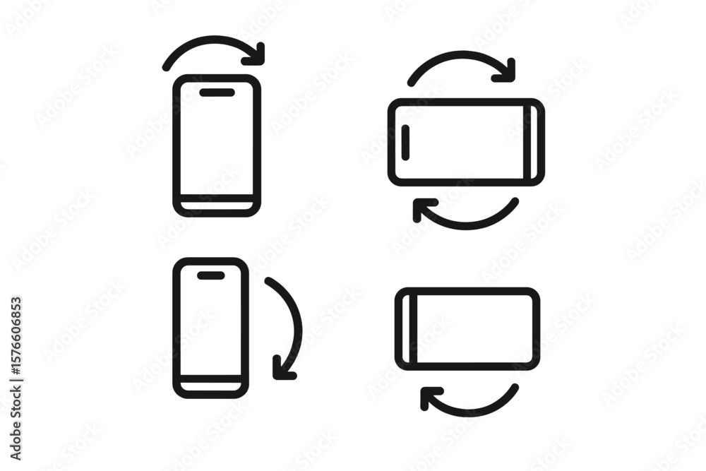 Poster mobile device rotation icon set. smartphone rotate symbols for app interface, website, screen orient