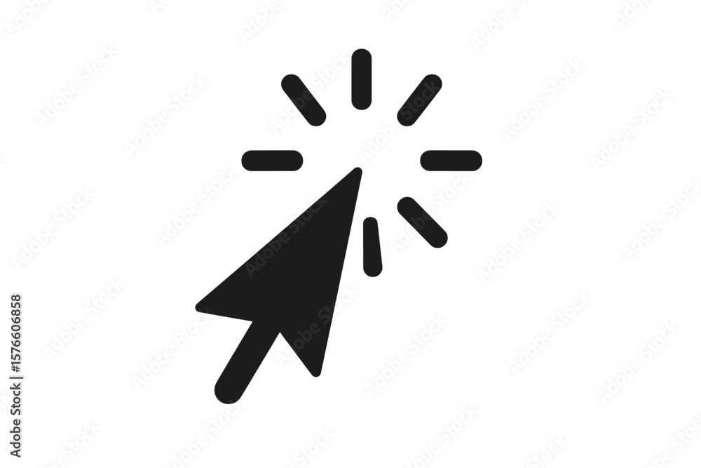 Aufkleber Computer Mouse Cursor Click Icon. Black and White Pointer with Loading Animation. Vector Illustration for User Interface, App, Web Design, Interaction, Navigation, Technology, Transparent Background