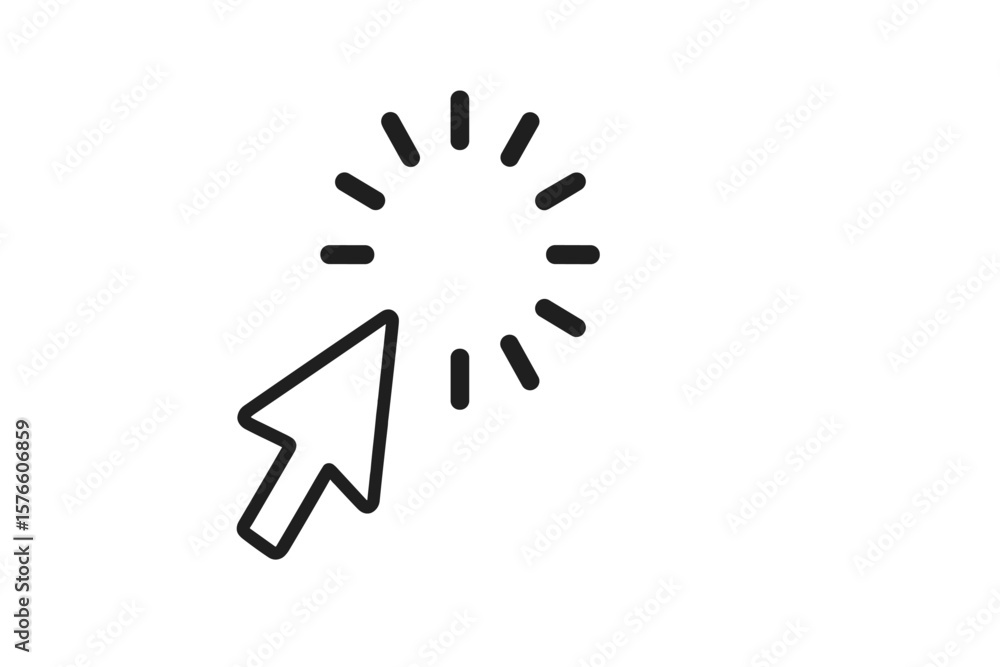 Aufkleber Mouse Cursor Click Icon, Loading Spinner, Pointer Click Animation, UI UX Design Element, Computer and Mobile App Interface, Minimal Black and White Vector Illustration, Transparent Background