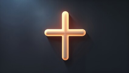 Obraz premium A bright neon light glowing in the shape of a medical cross or plus sign on a dark background, symbolizing healthcare, emergency services, and modern medical technology