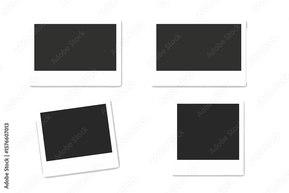 Poster realistic polaroid photo frame collection. blank instant photo border mockup set. empty retro snapsh
