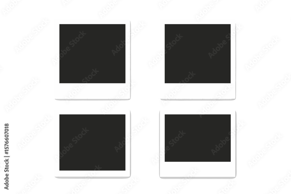 Poster realistic polaroid photo frame collection. blank instant photo border mockup set. empty square and r
