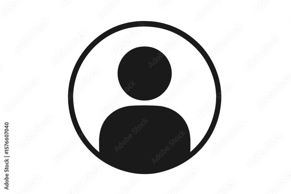 Poster minimalist user profile avatar icon. simple person silhouette in circle. default account symbol for 