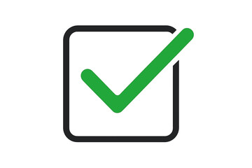 Green Check Mark in Checkbox Icon. Vector Illustration of Green Tick Mark for App, UI, Website, Approval, Confirmation, Success, Task Complete, Transparent Background