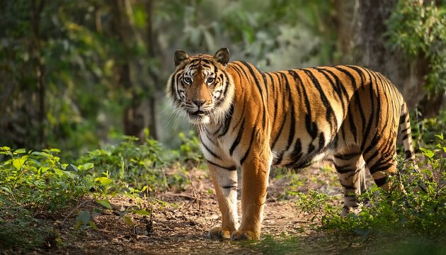 majestic bengal tiger in forest habitat for international tiger day awareness