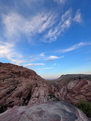 Canyon view at sunset with blue skies