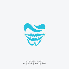 Abstract Dental Tooth and Smile Logo, Creative Lips and Teeth Icon, Artistic Smile and Tooth Design