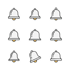 A set of minimalist notification bell icons in clean line art and flat design on a white background. Ideal for modern UI/UX, app interfaces, website alerts, and social media notifications