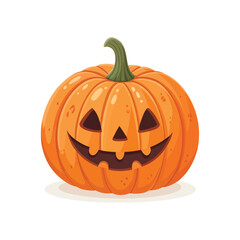 Smiling Jack-o'-lantern: A vibrant, joyful jack-o'-lantern pumpkin, a symbol of Halloween spirit, radiating an inviting and cheerful presence with an enchanting expression and design.