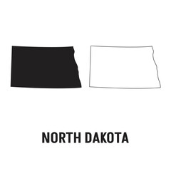 North Dakota Map Black, State Border, United States, US America, Transparent Isolated, Variations