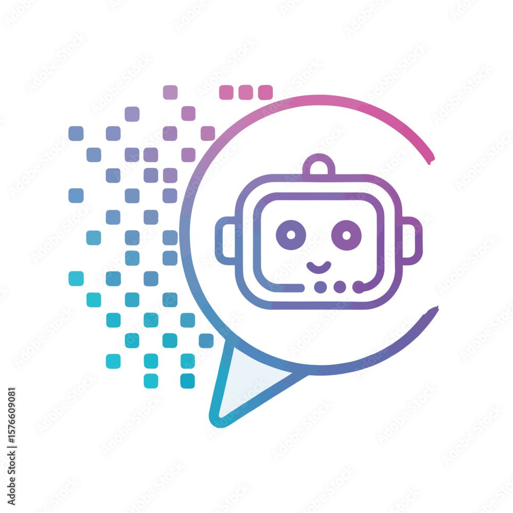 Fototapete chatbot icon: a friendly robot icon within a speech bubble, rendered in a clean, modern design, repr