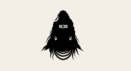 Fototapeta premium Silhouette of Hindu God Shiva with Symbolic Third Eye and Beads