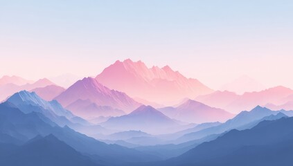 Fototapeta premium Pastel mountains, hazy sunrise