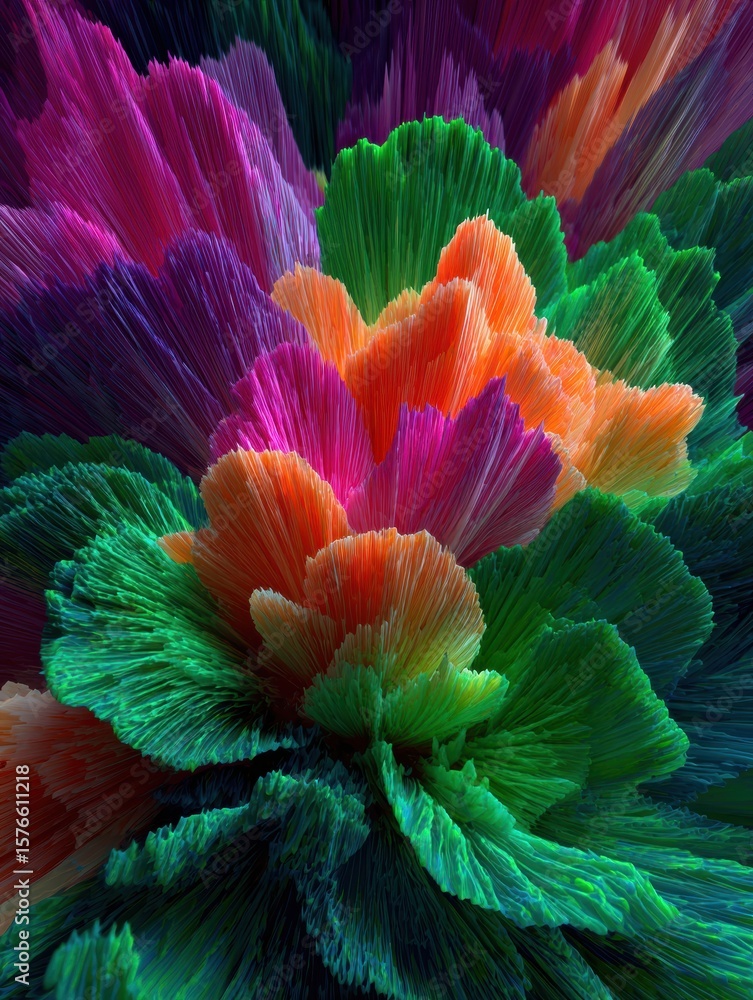 Poster colorful abstract representation of fresh vegetables in a dynamic digital form with vibrant hues and