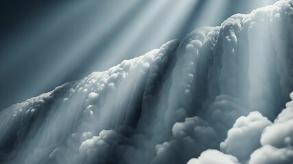 Relaxing fluid loop showing slow cloud waterfall descending in surreal vertical motion - Powered by Adobe