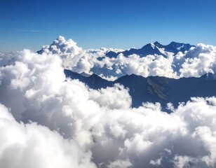 Fototapeta premium Majestic mountain peaks piercing through clouds