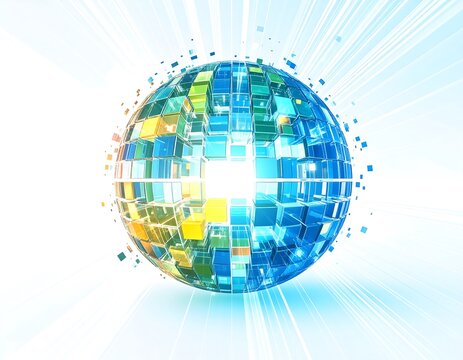 Fototapeta Abstract sphere of colorful cubes