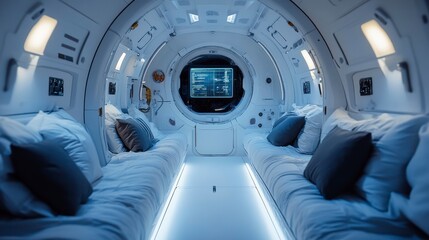 Cozy and Modern Space Capsule Interior with Futuristic Design