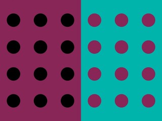 Abstract background with a grid of circles in contrasting colors, perfect for modern and minimalist designs.