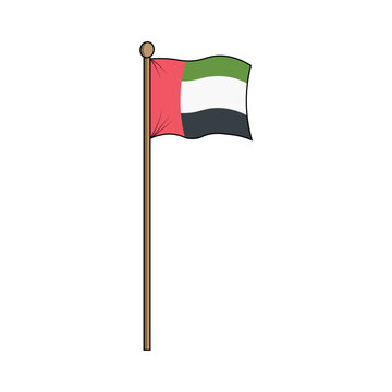 Uni Emirat Arab flag with pole. made in indonesia, west java, cirebon