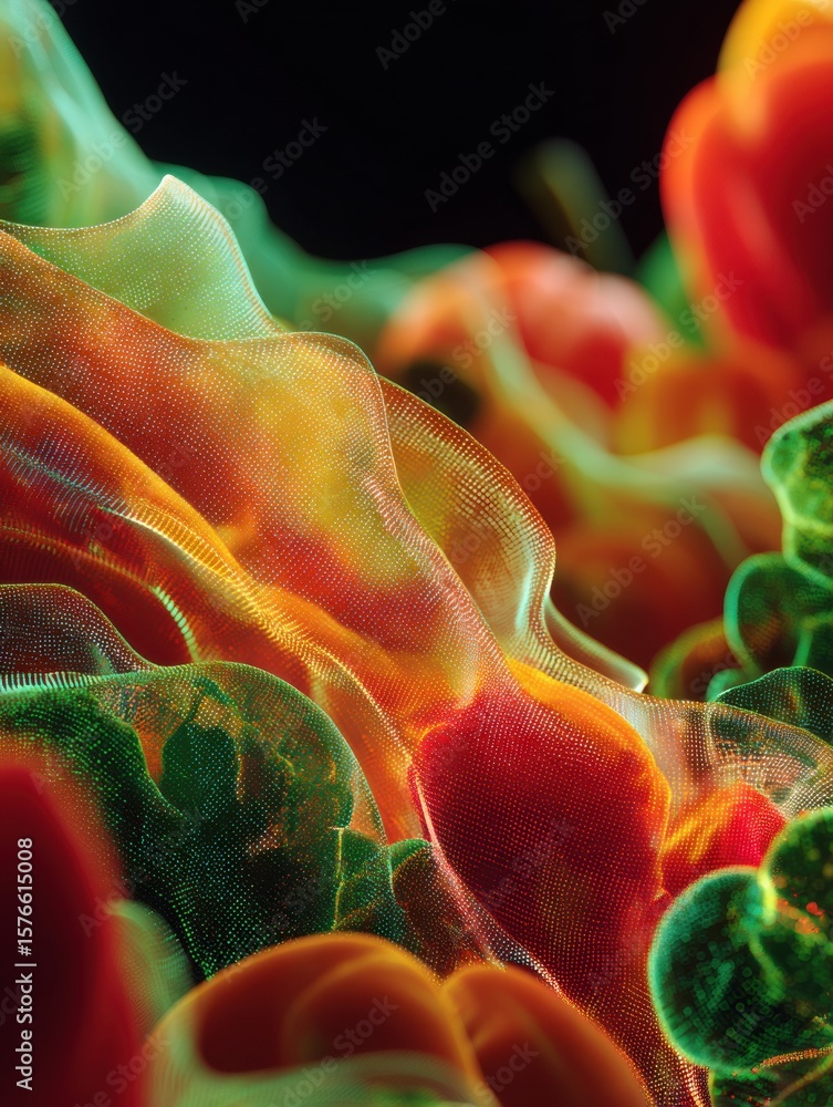 Poster dynamic abstract representation of vibrant vegetables in motion with clear central focus and high-te