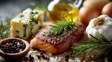Gourmet culinary delights: delectable smoked salmon and flavorful accompaniments