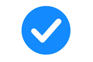 Verified badge icon. Blue tick check mark symbol. Social media account profile verification sign. Official authentic certified user or page. Approval and trust concept vector.