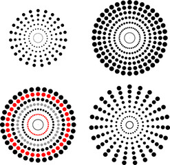 Fototapeta premium concentrated circles of red, black and gray, halftone, vector