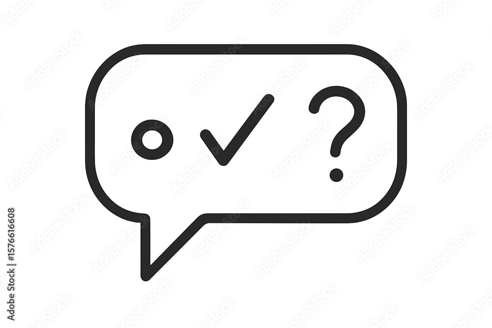 Aufkleber speech bubble icon set with check mark, question mark, and dot symbols. concept for survey, poll, qu
